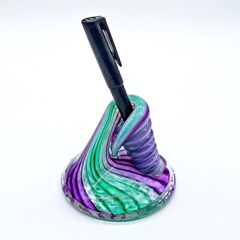 Michael Hudson Handblown Art Glass Pen Holder Paperweight